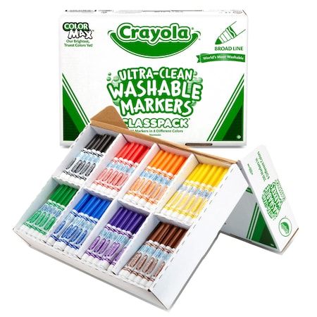 Crayola Ultra-Clean Washable Markers Classpack, Broad Line, 8 Colors, PK200 BIN588200